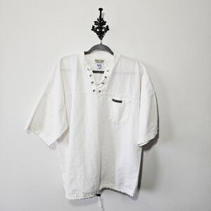 Vintage Ezze Wear Honey Komb Cotton Shirt Size S Lightweight Oversized EUC